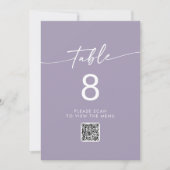 Invitation Boho Chic Lavender Purple QR Code Numéro de tablea (Devant)