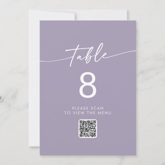 Invitation Boho Chic Lavender Purple QR Code Numéro de tablea (Devant)