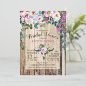 Invitation Boho Chic Longhorn Cow Crâne Floral Fête de l'mari (Debout devant)