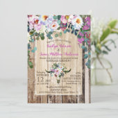 Invitation Boho Chic Longhorn Crâne de vache Mariage floral (Debout devant)