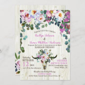 Invitation Boho Chic Longhorn Crâne de vache Mariage floral (Devant / Derrière)