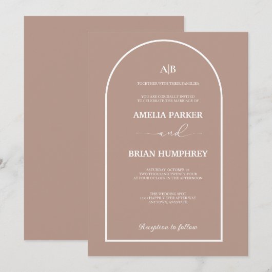 Invitation Boho Chic Mariage Arc Moderne Minimaliste Mariage (Devant / Derrière)