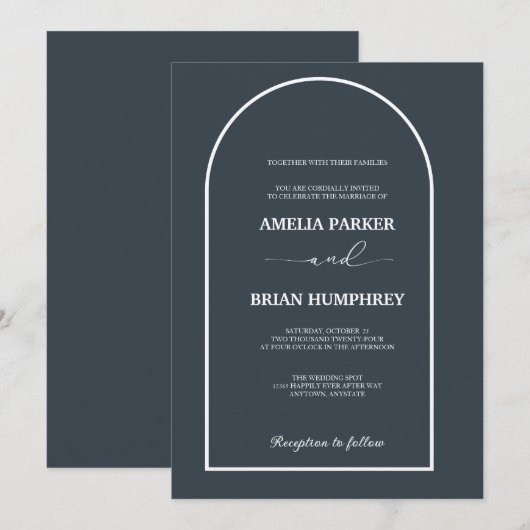 Invitation Boho Chic Mariage Arc Moderne Minimaliste Mariage (Devant / Derrière)
