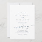 Invitation Boho Chic Mariage bleu ardoise (Devant)