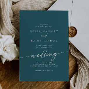 Invitation Boho Chic Mariage bleu Turquoise