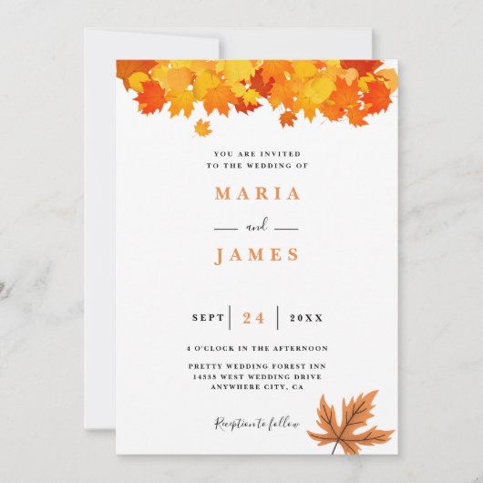Invitation Boho Chic Mariage de automne (Devant)