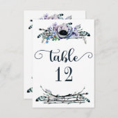 Invitation Boho Chic Menthe & Fleurs De Marine Numéro De Tabl (Devant / Derrière)