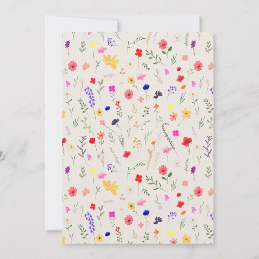 Invitation Boho chic moderne fleurs sauvages éclatantes 2e an (Dos)