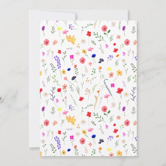 Invitation Boho chic moderne fleurs sauvages éclatantes douch (Dos)