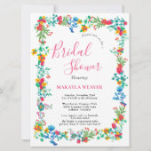 Invitation Boho chic moderne fleurs sauvages éclatantes douch (Devant)