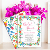 Invitation Boho chic moderne fleurs sauvages éclatantes douch
