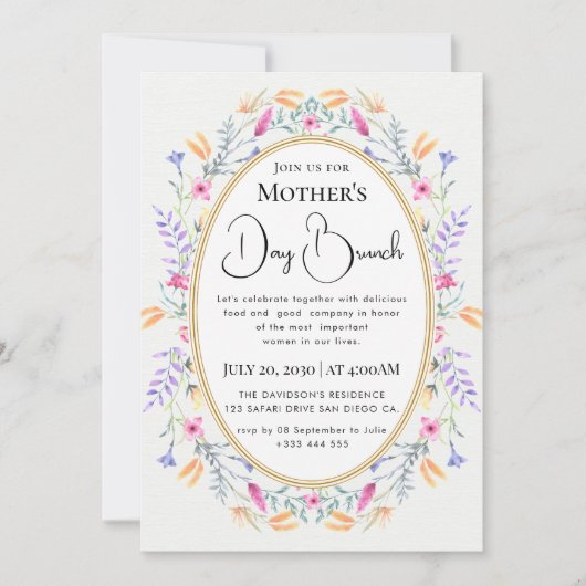 Invitation Boho chic moderne fleurs sauvages vives (Devant)