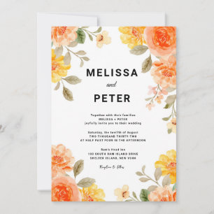 Invitation Boho chic moderne fleurs sauvages vives Mariage