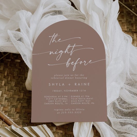 Invitation Boho Chic Neutral Taupe Arch Dîner De Répétition