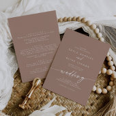 Invitation Boho Chic Neutral Taupe avant et arrière Mariage