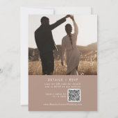 Invitation Boho Chic Neutral Taupe Photo QR Code Mariage (Dos)