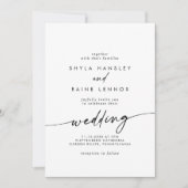 Invitation Boho Chic noir et blanc avant et arrière Mariage (Devant)