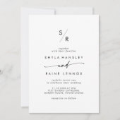 Invitation Boho Chic noir et blanc Monogramme QR Code Mariage (Devant)