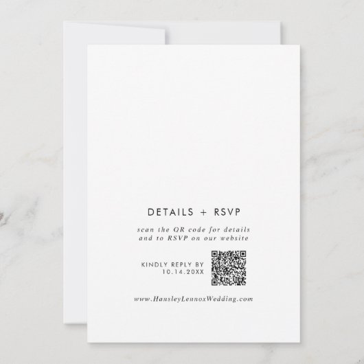 Invitation Boho Chic noir et blanc Monogramme QR Code Mariage (Dos)