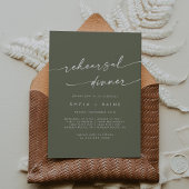 Invitation Boho Chic Olive Green Dîner de répétition Mariage