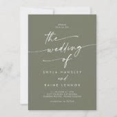 Invitation Boho Chic Olive Green Le Mariage De (Devant)