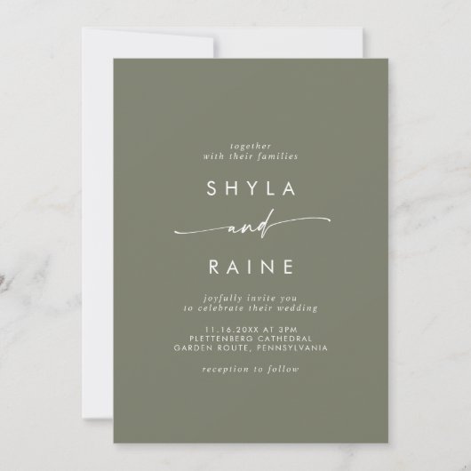 Invitation Boho Chic Olive Green Mariage photo Décontracté (Devant)