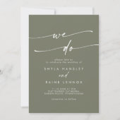 Invitation Boho Chic Olive Green Nous faisons Mariage (Devant)
