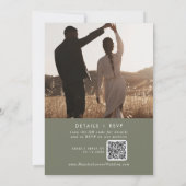 Invitation Boho Chic Olive Green Photo QR Code Mariage (Dos)