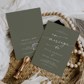 Invitation Boho Chic Olive Green QR Code Mariage français