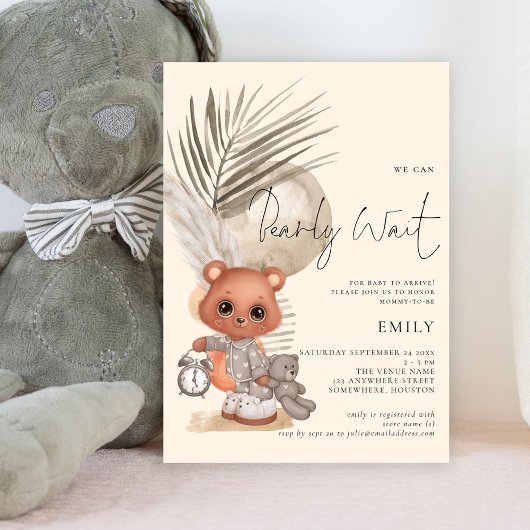 Invitation Boho Chic On Peut Bearly Wait Baby shower