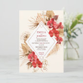 Invitation Boho chic or rouge Frame & rouge mariage de automn (Debout devant)