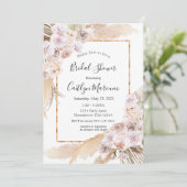Invitation Boho chic orchidée pampas herbe nuptiale douche (Debout devant)