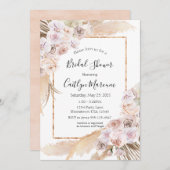 Invitation Boho chic orchidée pampas herbe nuptiale douche (Devant / Derrière)