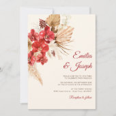 Invitation Boho chic orchidée rouge chute personnalisée Maria (Devant)