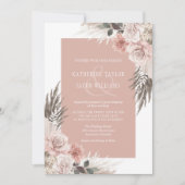 Invitation Boho Chic Pampas Grass Dusty rose Mariage Floral (Devant)