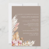 Invitation Boho Chic Pampas Grass Neutre Graduation (Devant)