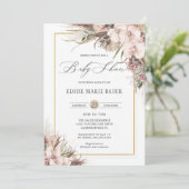 Invitation Boho Chic Pampas Grass Orchid Baby shower Floral (Debout devant)