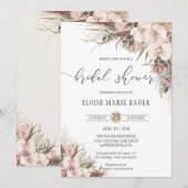 Invitation Boho Chic Pampas Grass Orchid Floral Fête des mari (Devant / Derrière)