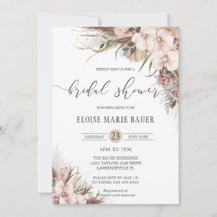 Invitation Boho Chic Pampas Grass Orchid Floral Fête des mari