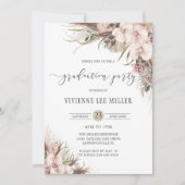 Invitation Boho Chic Pampas Grass Orchid Floral Graduation (Devant)
