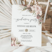 Invitation Boho Chic Pampas Grass Orchid Floral Graduation