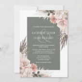 Invitation Boho Chic Pampas Grass Sage Vert Floral Mariage (Devant)