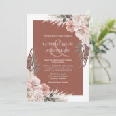 Invitation Boho Chic Pampas Grass Terracotta Floral Mariage (Debout devant)