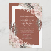 Invitation Boho Chic Pampas Grass Terracotta Floral Mariage (Devant / Derrière)