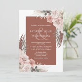Invitation Boho Chic Pampas Grass Terracotta Floral Mariage (Debout devant)