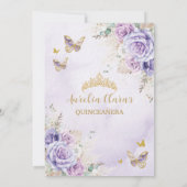 Invitation Boho Chic Pampas Purple Lilac Floral Quinceañera (Dos)