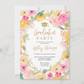 Invitation Boho chic parties scintillant or graduation floral (Devant)