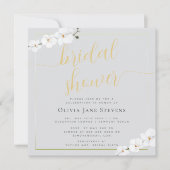 Invitation Boho Chic Pearl Gold Frame Orchids Fête des mariée (Devant)