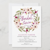Invitation Boho Chic Plum Flowers Douche nuptiale (Devant)