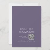 Invitation Boho Chic Plum Purple Monogramme QR Code Mariage (Dos)